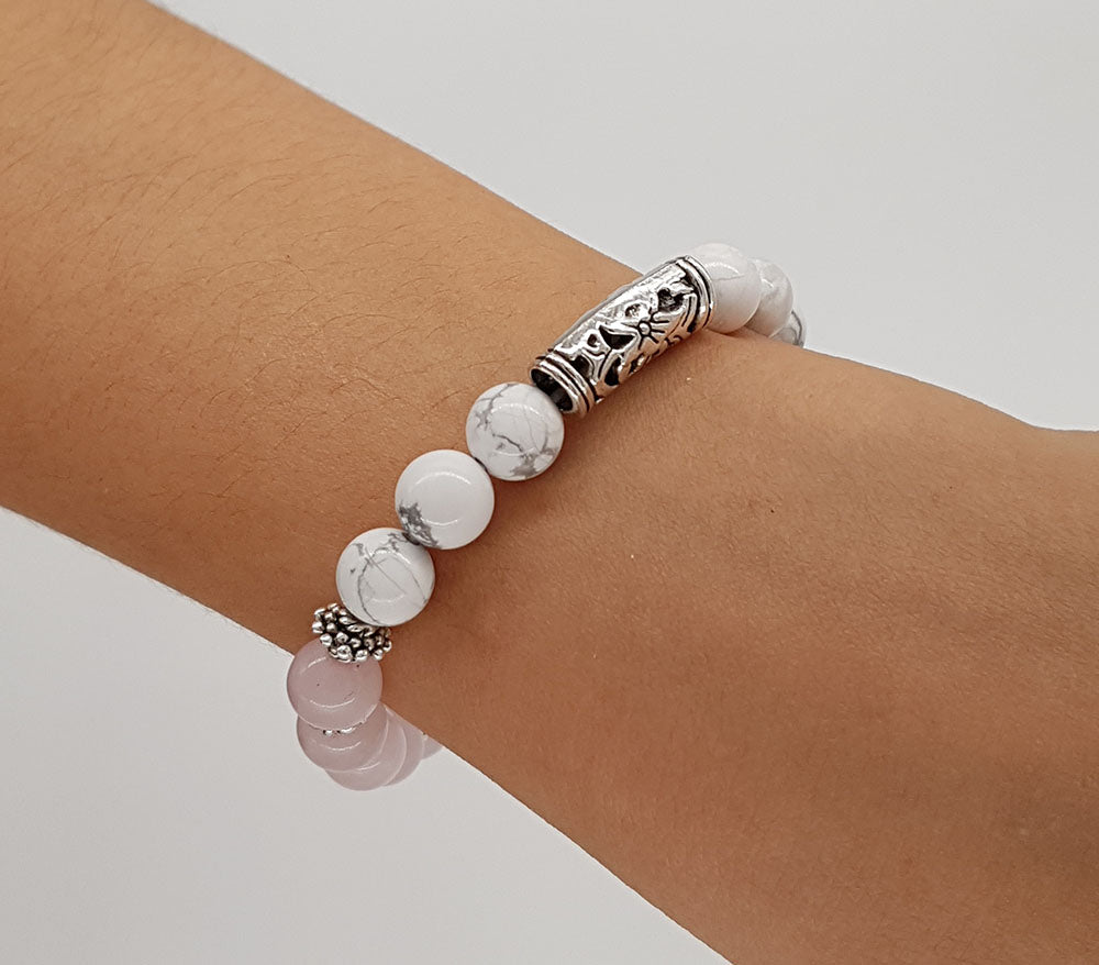 Find Your Soulmate Love Bracelet with Rose Quartz and Howlite